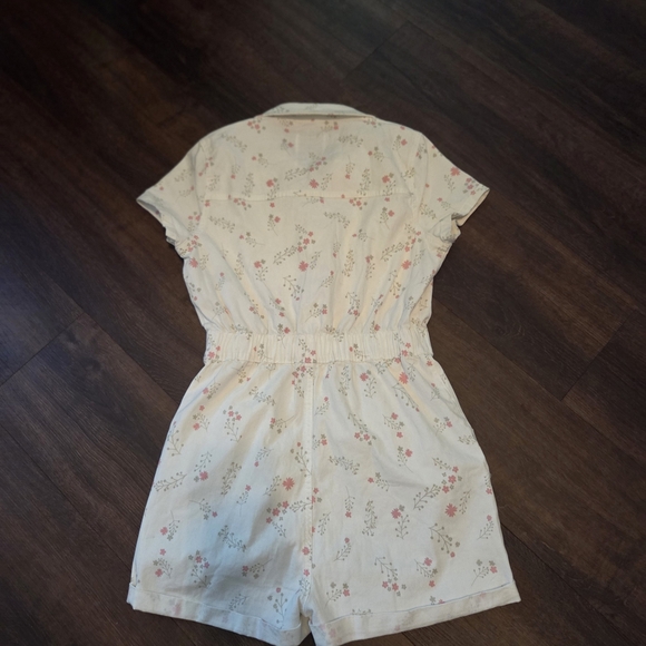 Celebrity Pink Denim Floral Jumpsuit - Cream and Pink - Picture 4 of 5